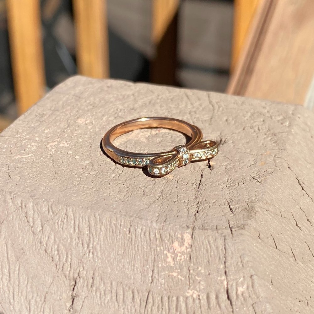 Pandora Bow Cubic Zirconia Ring in Rose Gold Plated Sterling Silver